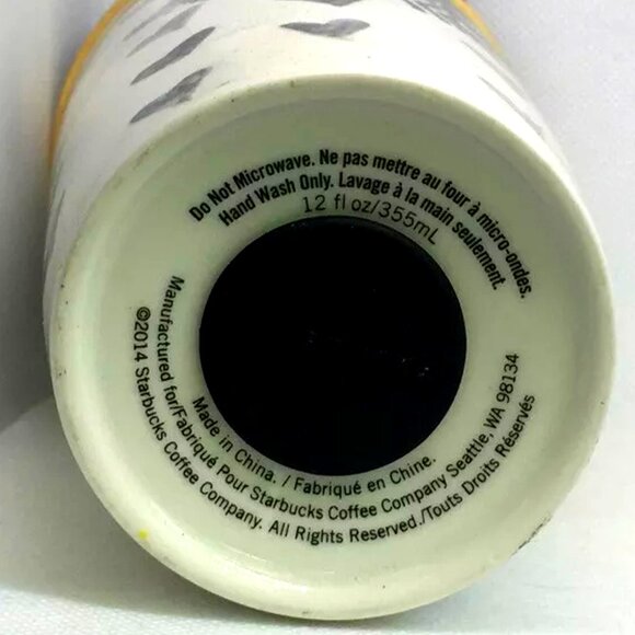 RARE 2014 Starbucks Dot Collection Monochromic Black Hearts Ceramic Travel Mug - Picture 8 of 8